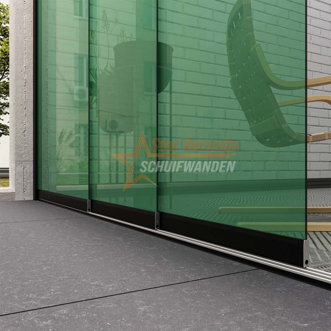 3-Rail Glazen Schuifwand tot 2820 mm breed (3x 960mm glas)
