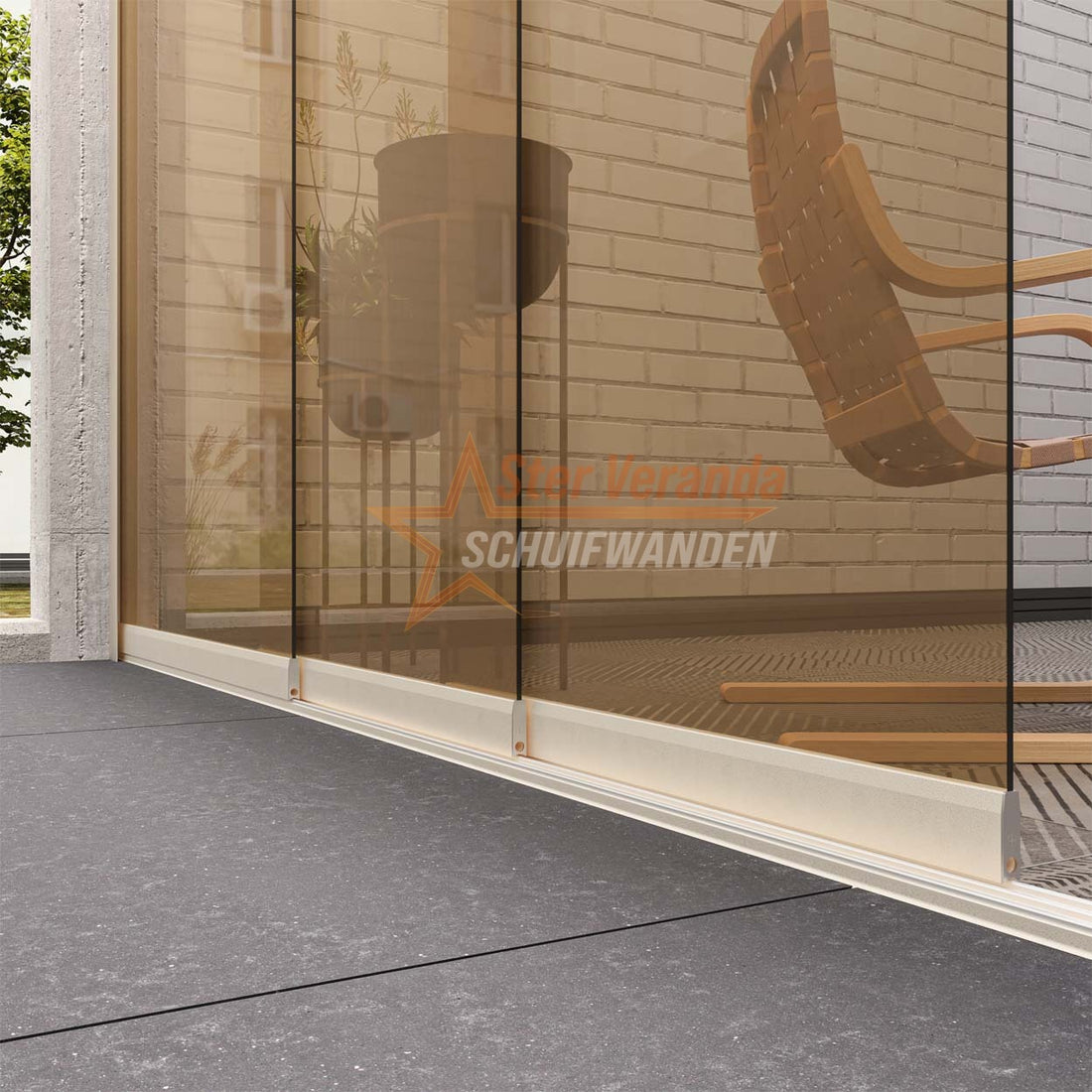 3-Rail Glazen Schuifwand tot 2820 mm breed (3x 960mm glas)