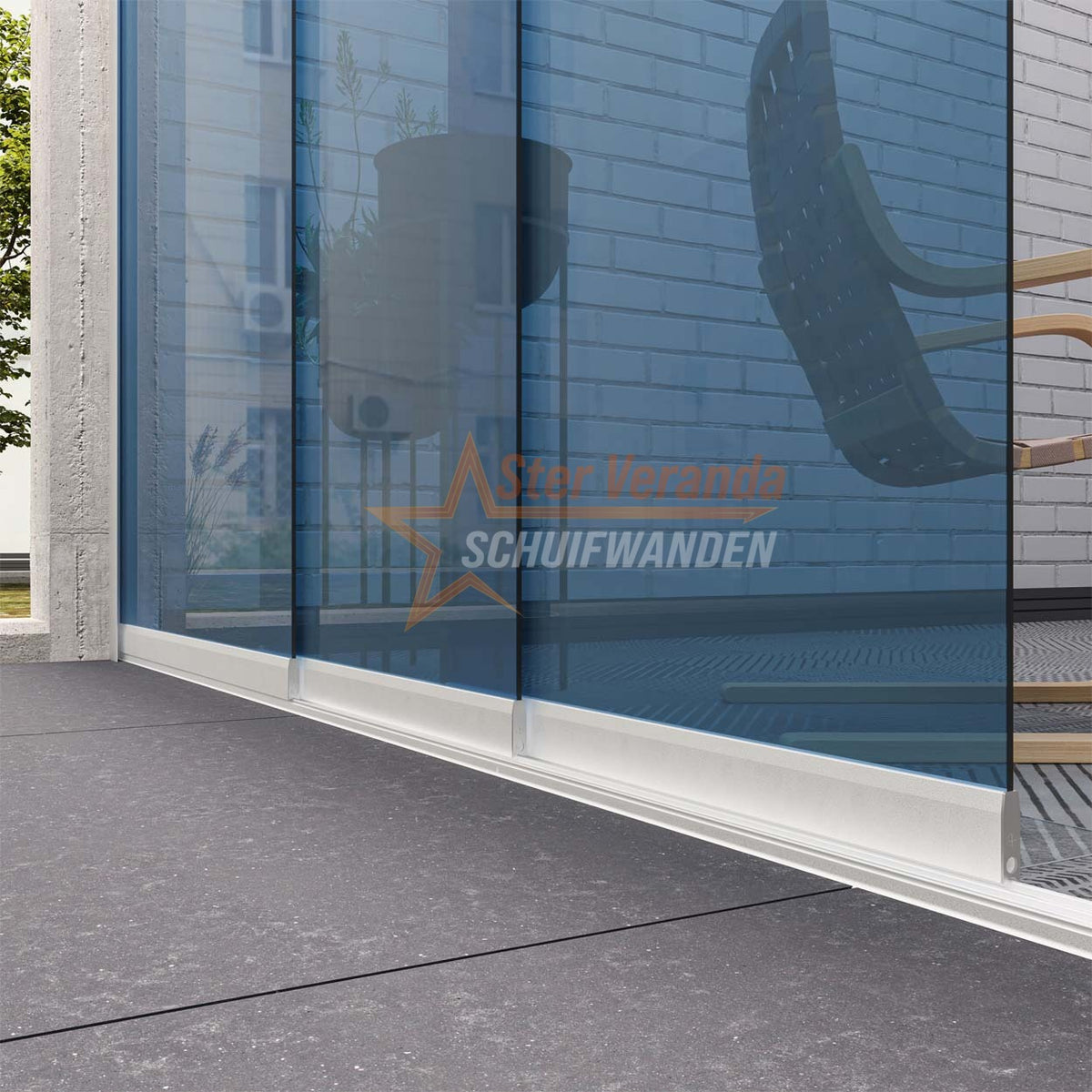 3-Rail Glazen Schuifwand tot 2820 mm breed (3x 960mm glas)