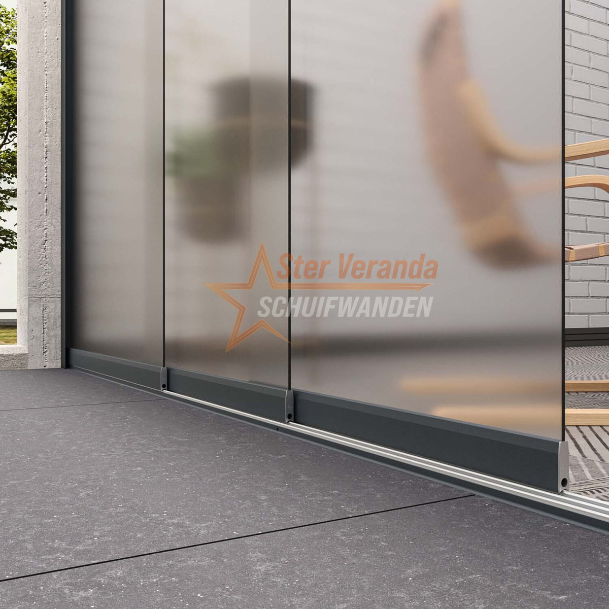 3-Rail Glazen Schuifwand tot 2820 mm breed (3x 960mm glas)