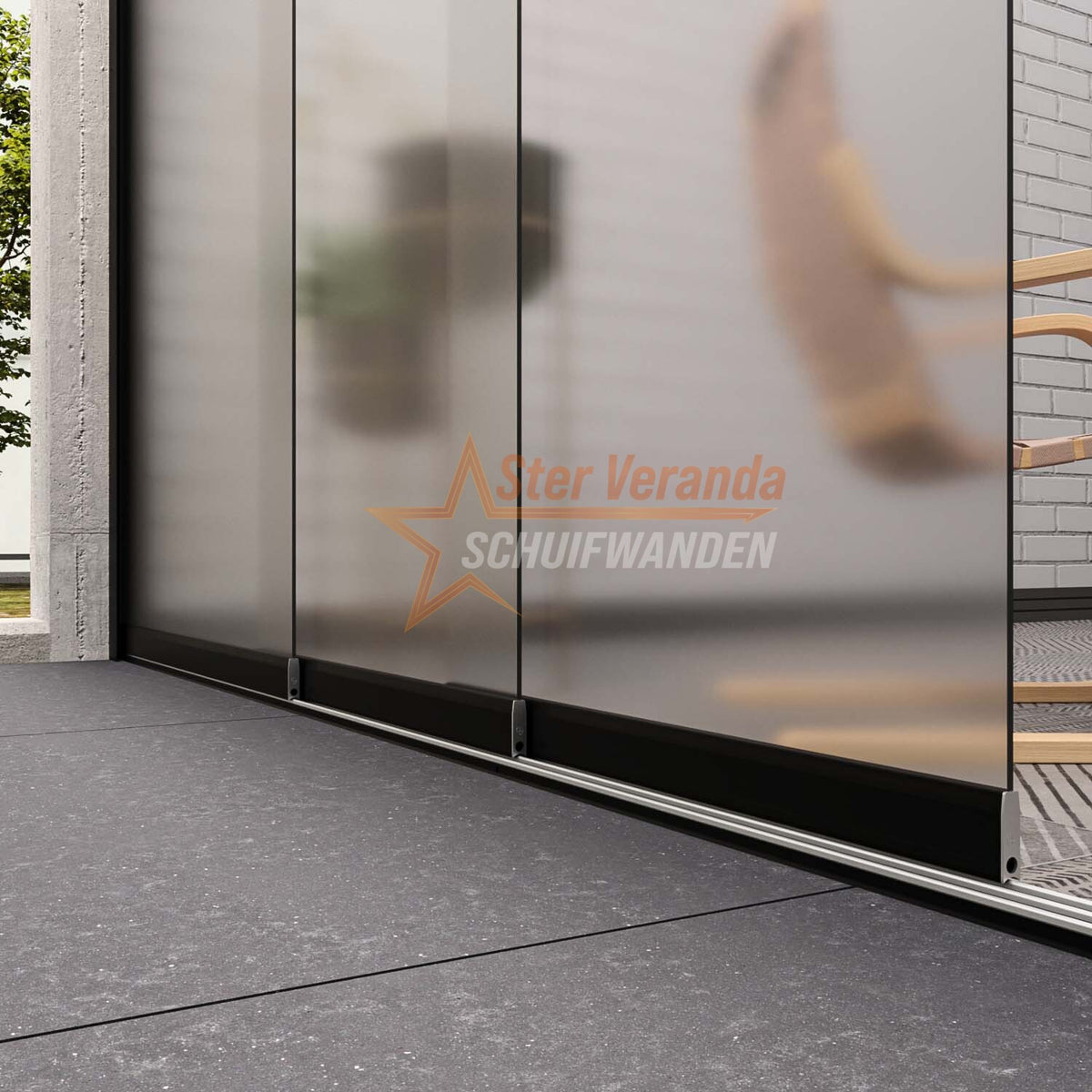 3-Rail Glazen Schuifwand tot 2820 mm breed (3x 960mm glas)