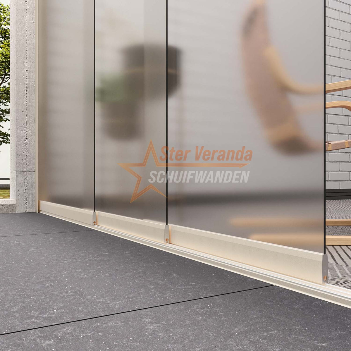 3-Rail Glazen Schuifwand tot 2820 mm breed (3x 960mm glas)