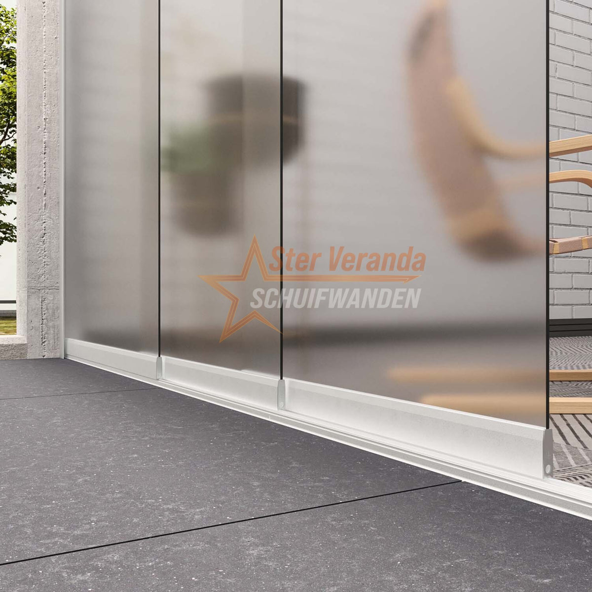 3-Rail Glazen Schuifwand tot 2820 mm breed (3x 960mm glas)