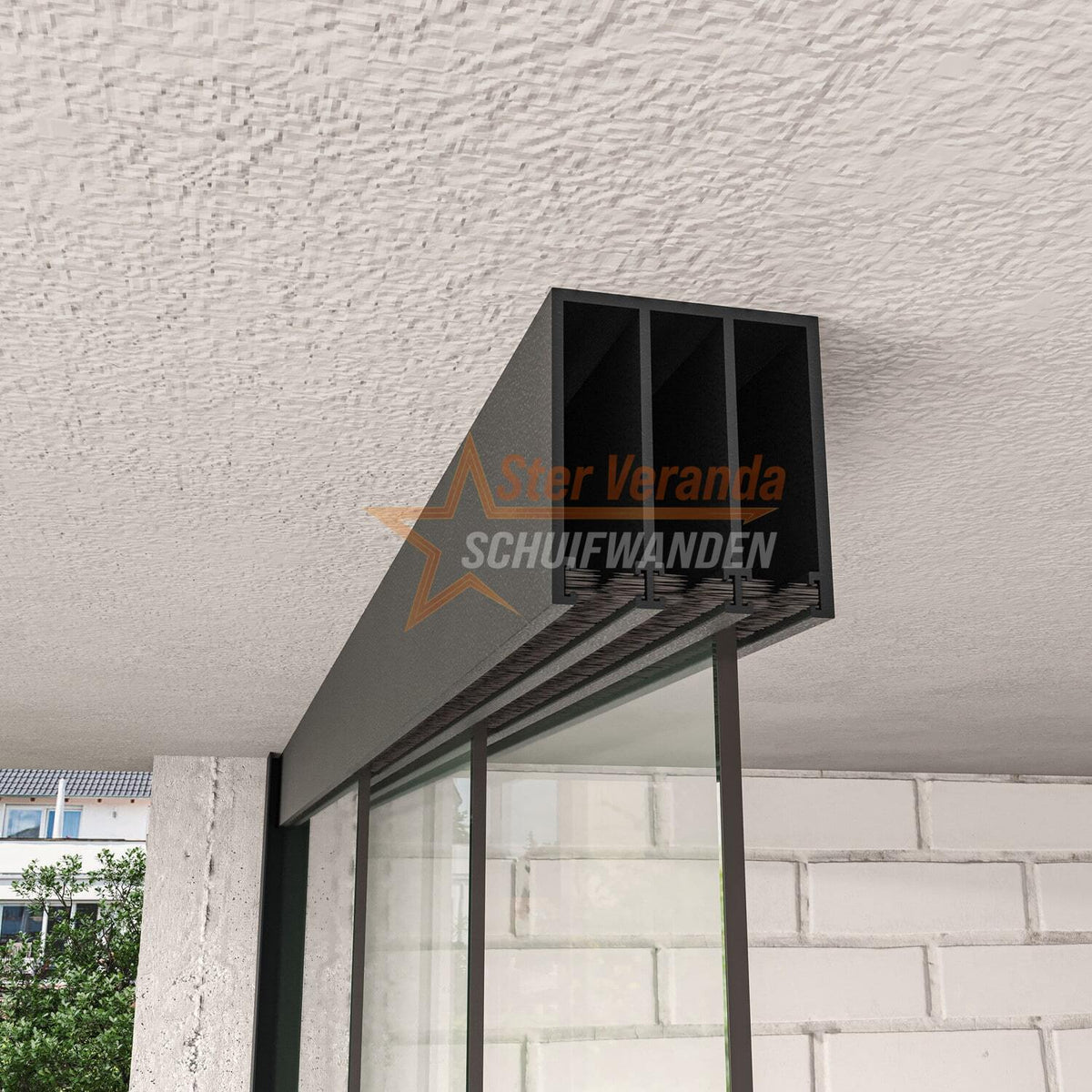 3-Rail Glazen Schuifwand tot 2820 mm breed (3x 960mm glas)