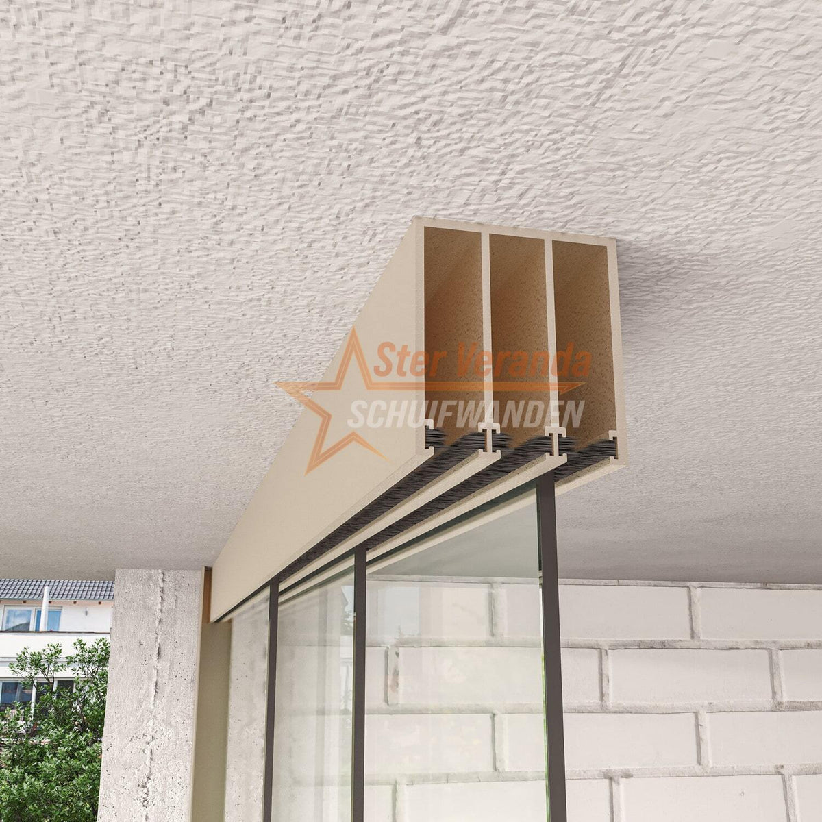 3-Rail Glazen Schuifwand tot 2820 mm breed (3x 960mm glas)