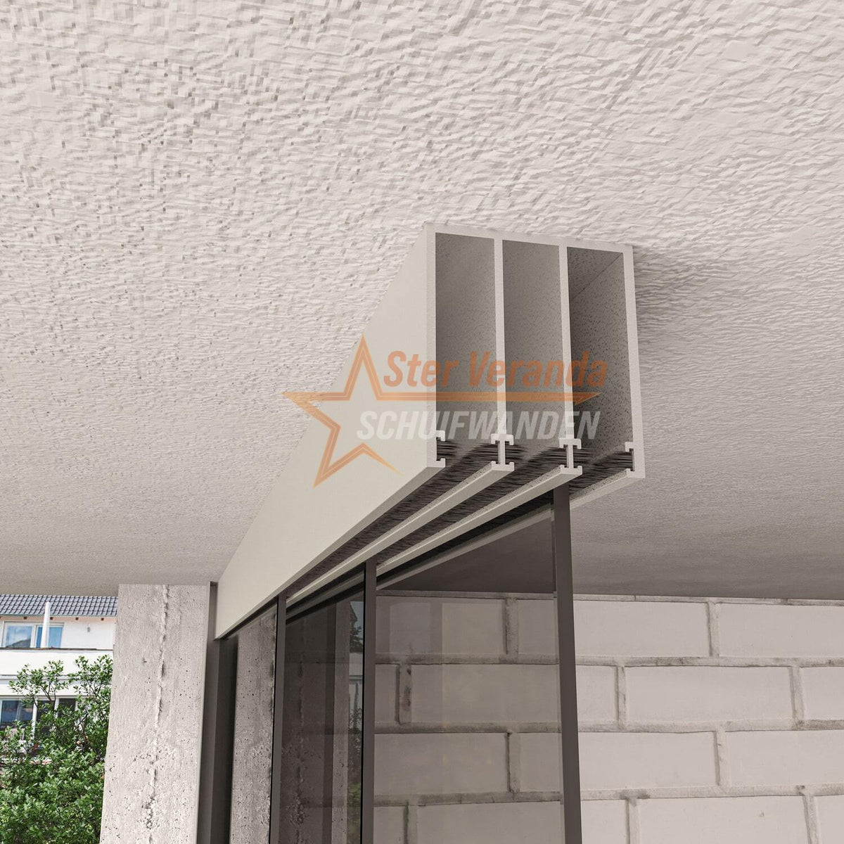 3-Rail Glazen Schuifwand tot 2820 mm breed (3x 960mm glas)