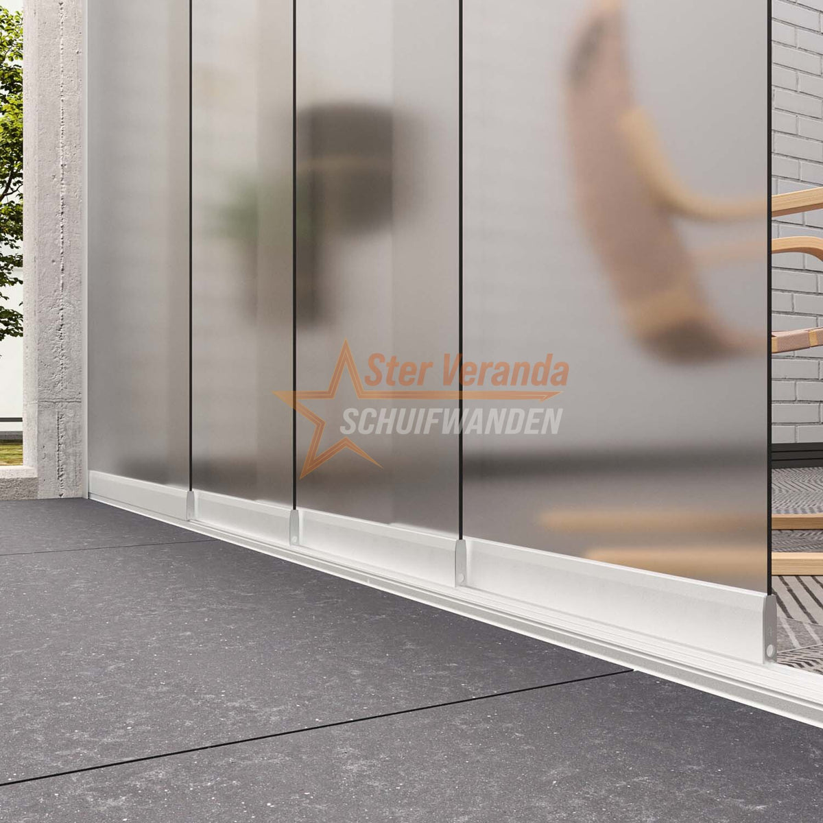 4-Rail Glazen Schuifwand tot 4030 mm breed (4x 1030mm glas)