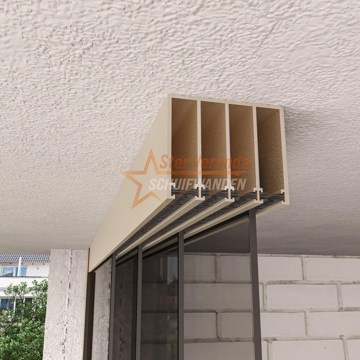 4-Rail Glazen Schuifwand tot 4030 mm breed (4x 1030mm glas)