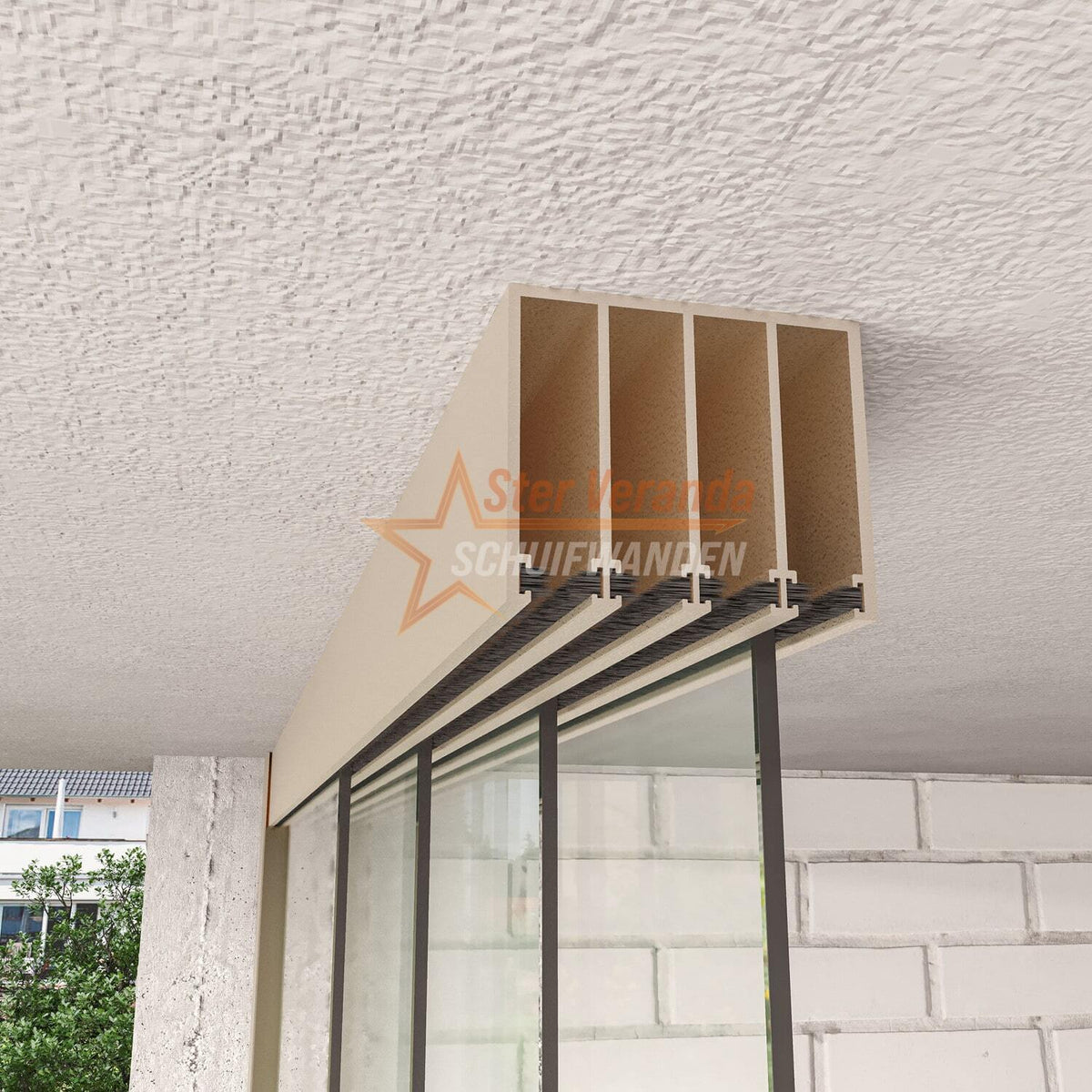 4-Rail Glazen Schuifwand tot 4030 mm breed (4x 1030mm glas)