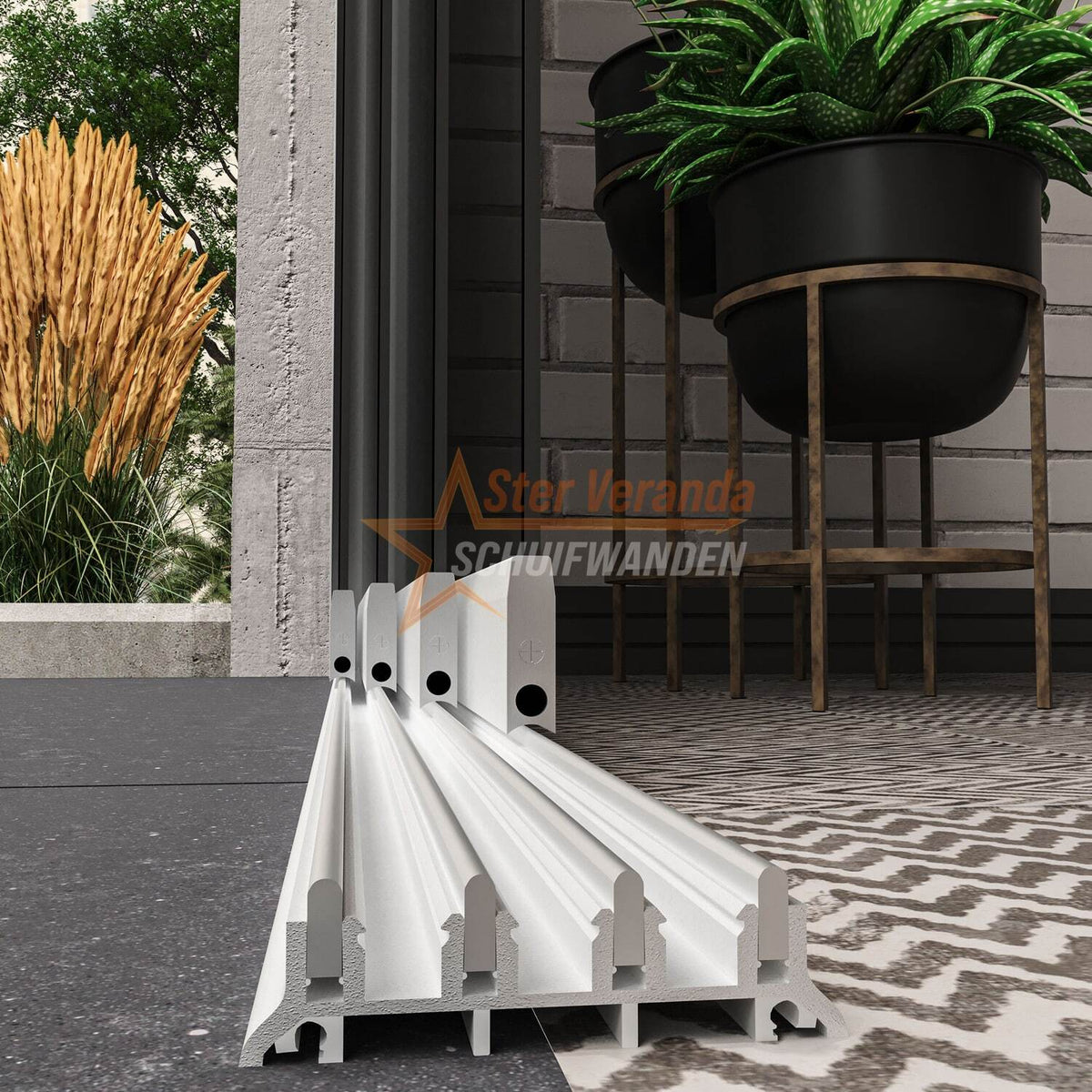4-Rail Glazen Schuifwand tot 4030 mm breed (4x 1030mm glas)