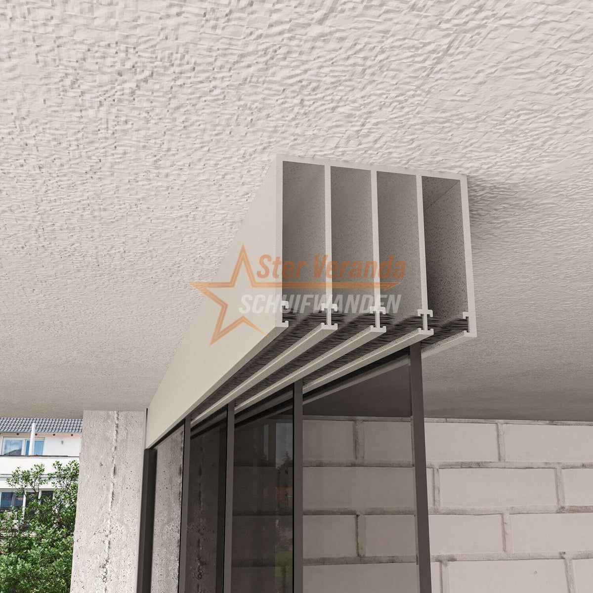 4-Rail Glazen Schuifwand tot 4030 mm breed (4x 1030mm glas)