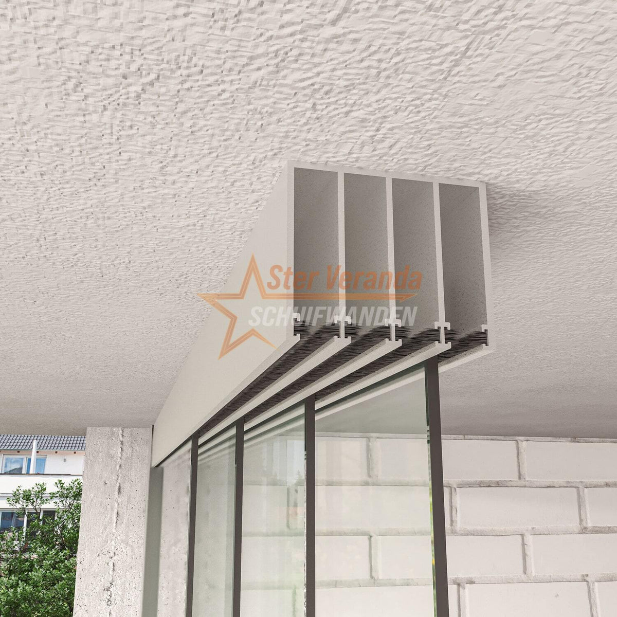 4-Rail Glazen Schuifwand tot 4030 mm breed (4x 1030mm glas)