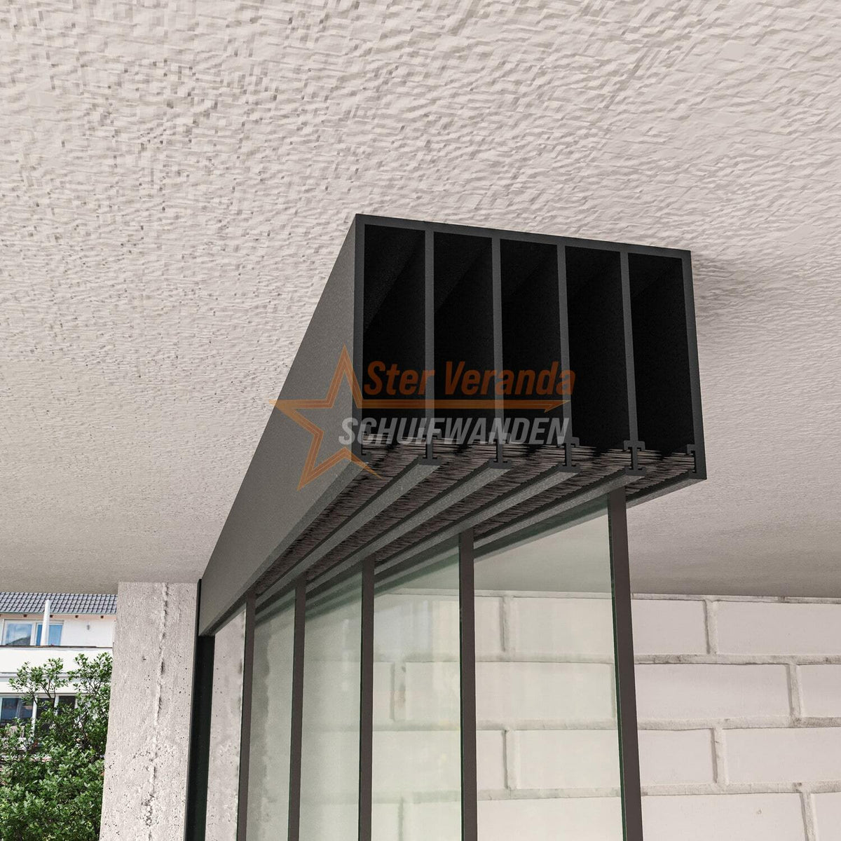 5-Rail Glazen Schuifwand tot 3980 mm breed (5x 820mm glas)
