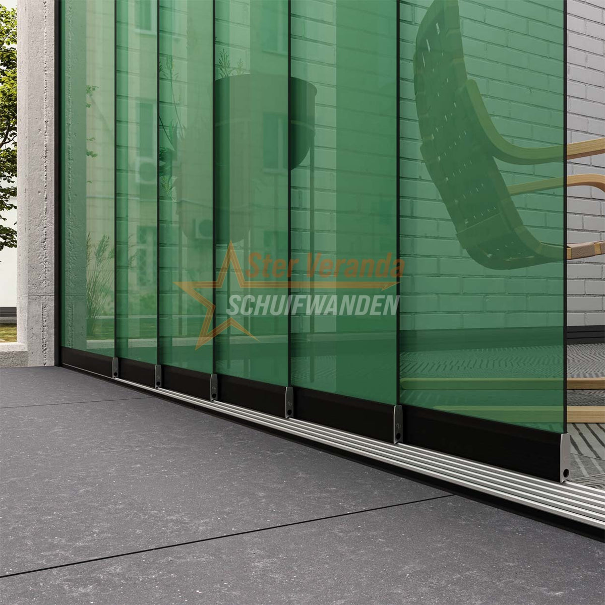 6-Rail Glazen Schuifwand tot 4770 mm breed (6x 820mm glas)