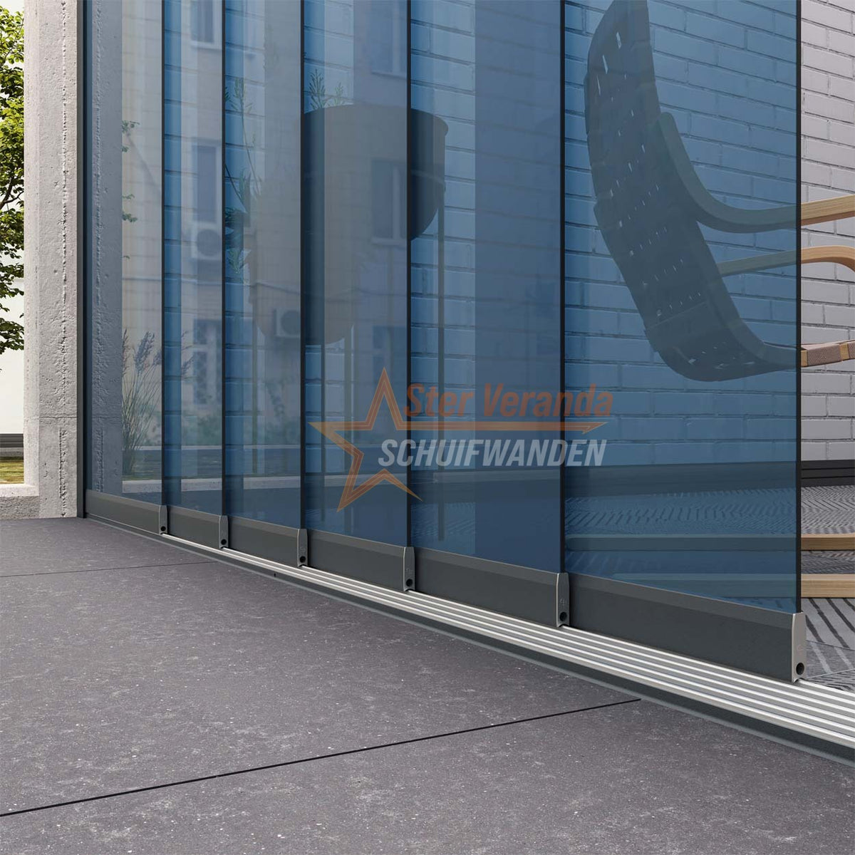 7-Rail Glazen Schuifwand tot 6120 mm breed