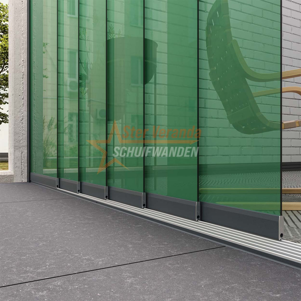 6-Rail Glazen Schuifwand tot 4770 mm breed (6x 820mm glas)
