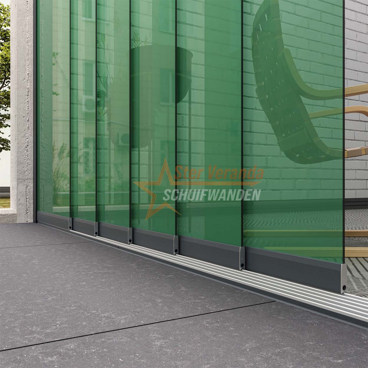 7-Rail Glazen Schuifwand tot 6120 mm breed