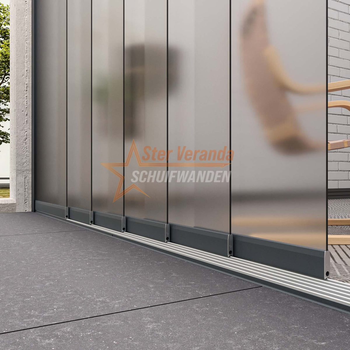 6-Rail Glazen Schuifwand tot 4770 mm breed (6x 820mm glas)