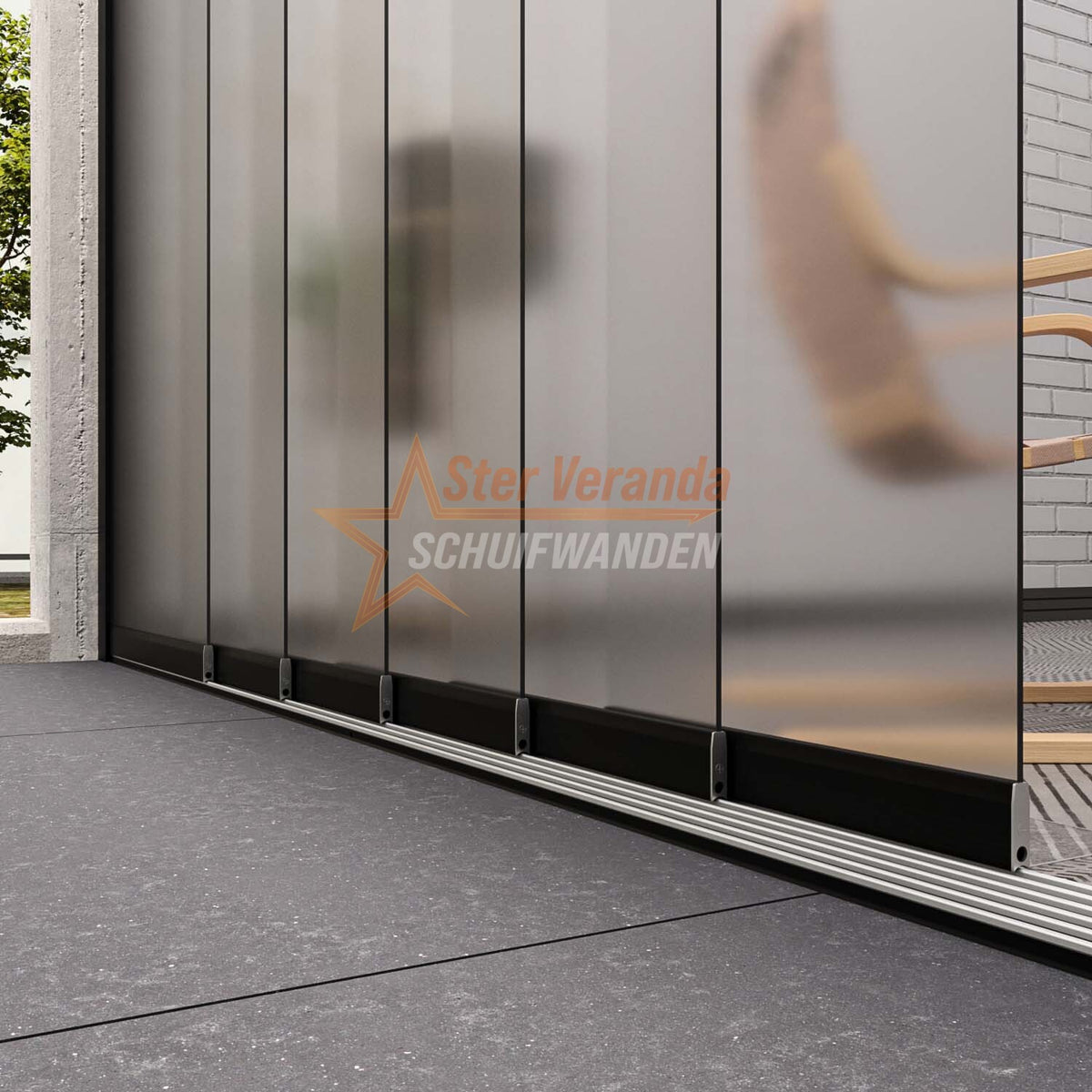 6-Rail Glazen Schuifwand tot 4770 mm breed (6x 820mm glas)