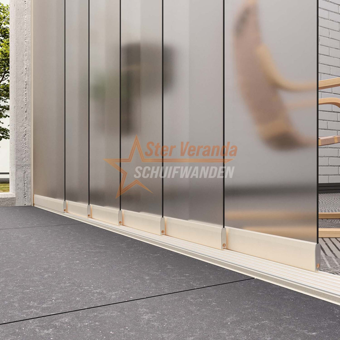 6-Rail Glazen Schuifwand tot 4770 mm breed (6x 820mm glas)