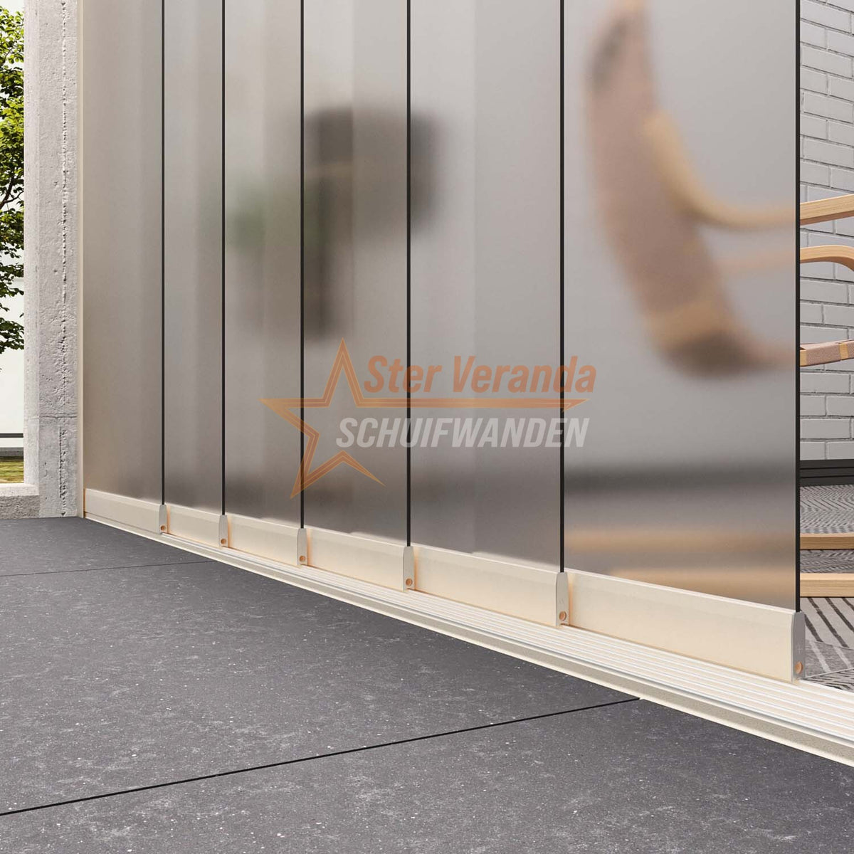 6-Rail Glazen Schuifwand tot 4770 mm breed (6x 820mm glas)
