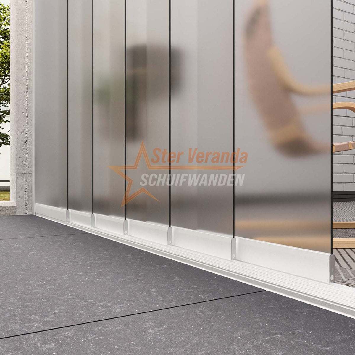 6-Rail Glazen Schuifwand tot 4770 mm breed (6x 820mm glas)