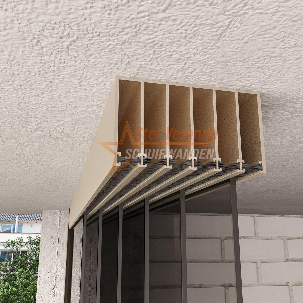 6-Rail Glazen Schuifwand tot 4770 mm breed (6x 820mm glas)
