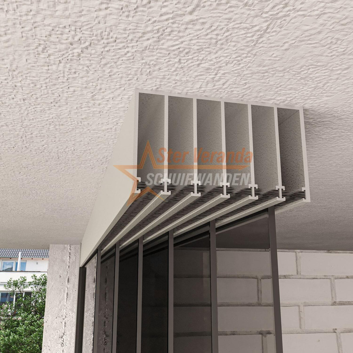 6-Rail Glazen Schuifwand tot 4770 mm breed (6x 820mm glas)