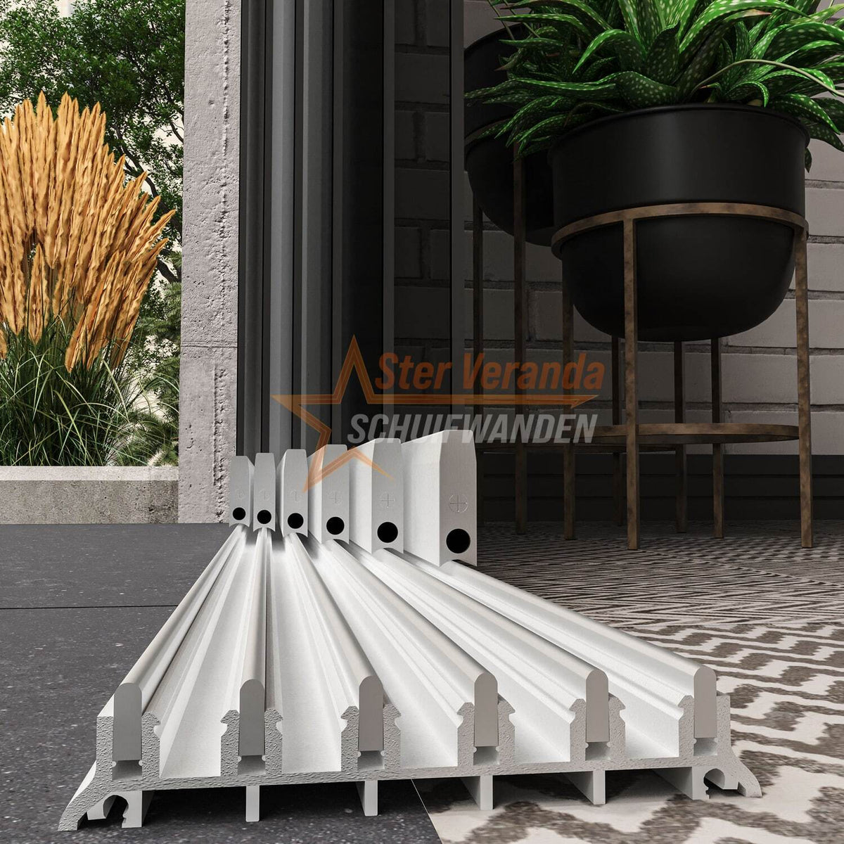 6-Rail Glazen Schuifwand tot 4770 mm breed (6x 820mm glas)