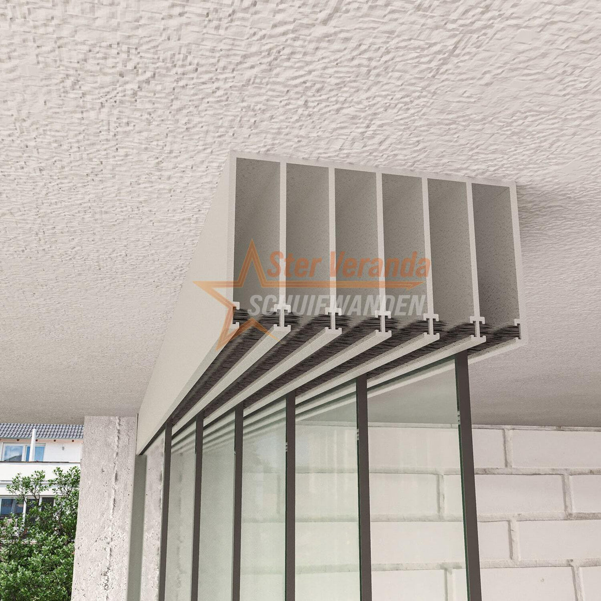 6-Rail Glazen Schuifwand tot 4770 mm breed (6x 820mm glas)